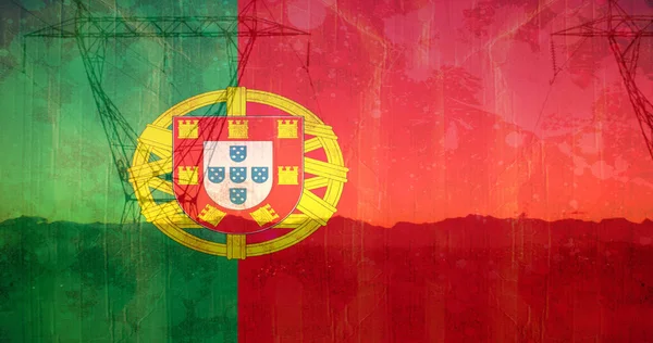 Imagem Bandeira Portugal Sobre Pilões Crise Ucraniana Conceito Política Internacional — Fotografia de Stock