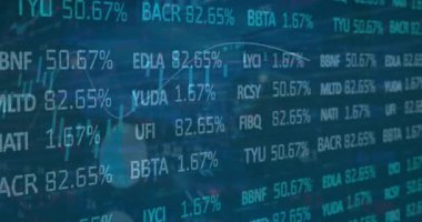 Borsa veri ofisinin animasyonu. Küresel işletme dijital arayüzü ve bağlantıları dijital olarak oluşturulmuş video konseptini finanse eder.