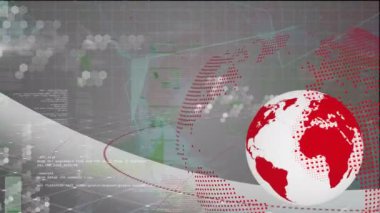Dünya ve veri işleme üzerinde finansal veri ve grafiklerin animasyonu. küresel finans, ekonomi, iş ve teknoloji kavramı dijital olarak oluşturulmuş video.