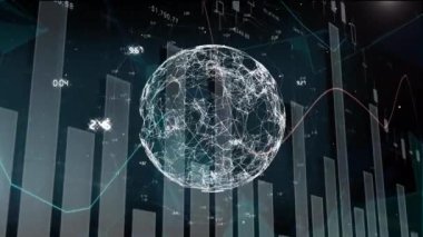Finansal verilerin ve bağlantıları olan grafiklerin animasyonu. küresel finans, ekonomi, iş ve teknoloji kavramı dijital olarak oluşturulmuş video.
