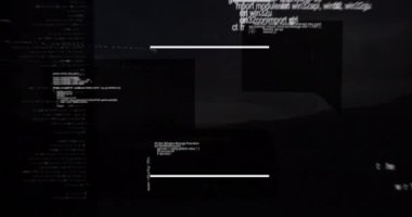 Siyah arkaplan üzerinde veri işleme animasyonu. küresel iş ve dijital arayüz kavramı dijital olarak oluşturulmuş video.