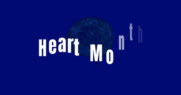 Koyu Mavi Arka Planda Kalp Ayı Beyin Animasyonu Küresel Sağlık — Stok video