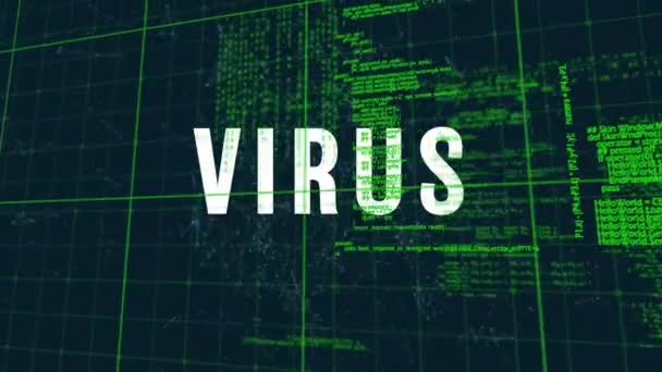 Animazione Testo Virus Elaborazione Dati Rete Connessioni Griglia Covid Globale — Video Stock