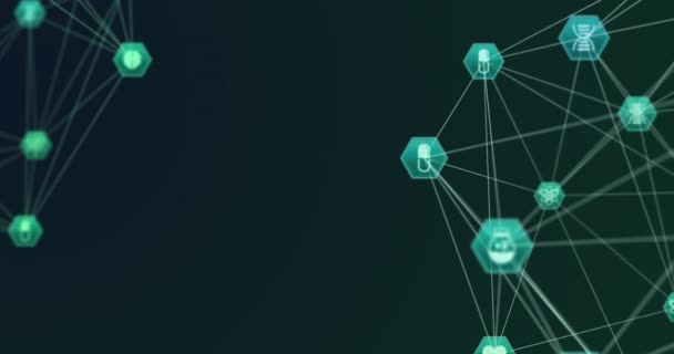 Анімація Мережі Єднань Чорному Тлі Концепція Мережі Єднання Язку Технології — стокове відео