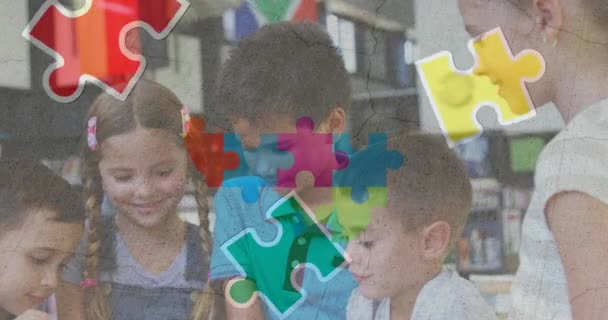 태블릿이 아이들의 마음을 애니메이션 자폐증 아이들 디지털 비디오 — 비디오