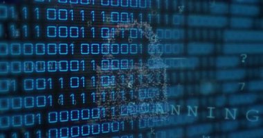 Siyah arkaplan üzerinde veri işleme animasyonu. küresel iş ve dijital arayüz kavramı dijital olarak oluşturulmuş video.