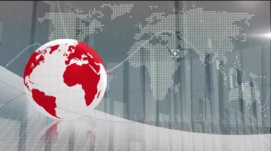 Dünya ve dünya haritasındaki finansal veri ve grafiklerin animasyonu. küresel finans, ekonomi, iş ve teknoloji kavramı dijital olarak oluşturulmuş video.