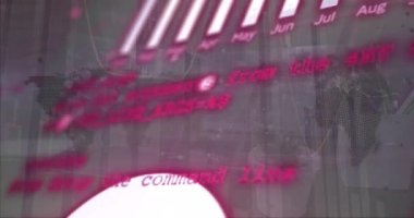 Dünya haritası ve veri işleme üzerinde dünyanın animasyonu. küresel iş ve dijital arayüz kavramı dijital olarak oluşturulmuş video.