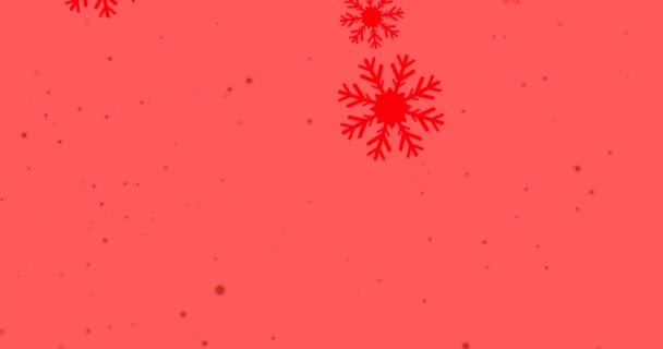 Animation Neige Tombant Sur Fond Rouge Paysages Hiver Concept Interface — Video