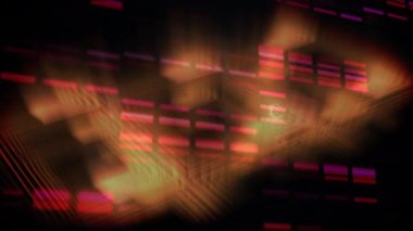 Şebeke üzerinde işaretleyicilerle parlayan veri işleme animasyonu. küresel hesaplama, veri işleme ve dijital arayüz kavramı dijital olarak oluşturulmuş video.