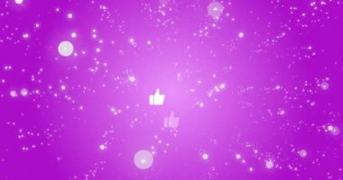 Pembe arka planda medya simgelerinin canlandırılması. Küresel iş ve dijital arayüz kavramı dijital olarak oluşturulmuş video.