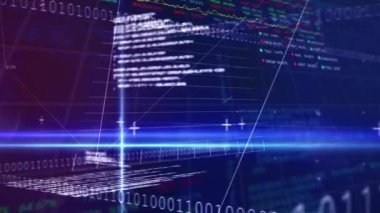 Animation of financial graphs and data over violet background. global economy, finance, business and technology concept digitally generated video.