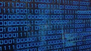 Mavi arkaplanda veri işleme animasyonu. küresel iş ve dijital arayüz kavramı dijital olarak oluşturulmuş video.