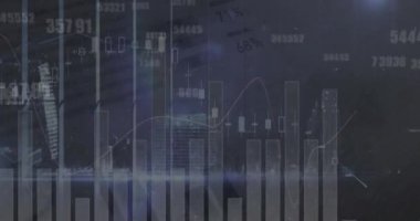 İstatistiksel veri işleme ve şehir manzarası üzerindeki fırtına etkilerine karşı çoklu değişen sayılar. Bilgisayar arayüzü ve iş teknolojisi kavramı