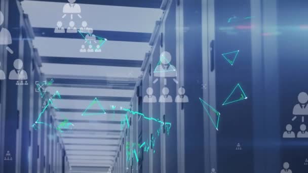 Анимация Обработки Данных Серверной Глобальный Бизнес Технологии Цифрового Интерфейса Концепции — стоковое видео