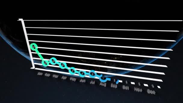 Statistical Data Processing Close Sinning Globe Blue Background Global Networking — Stock Video