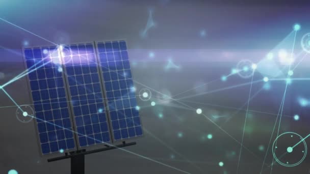 Güneş Panelleri Üzerinden Bağlantı Ağının Animasyonu Yeşil Enerji Eko Gücü — Stok video