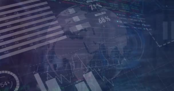 Animatie Van Grafieken Financiële Gegevens Hele Wereld Marine Achtergrond Bedrijfs — Stockvideo