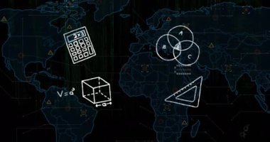 Siyah arkaplan üzerinde veri işleme animasyonu. küresel iş ve dijital arayüz kavramı dijital olarak oluşturulmuş video.