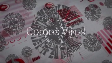 Metin ve veri işleme ile covid 19 hücrenin animasyonu. küresel covid 19 salgın ve veri işleme konsepti dijital olarak oluşturulmuş video.