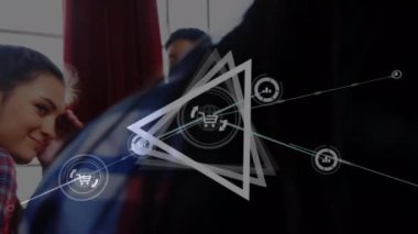 Çeşitli öğrenci grupları arasındaki bağlantı ağının animasyonu. Dijital olarak oluşturulan öğrenim ve eğitim konsepti.