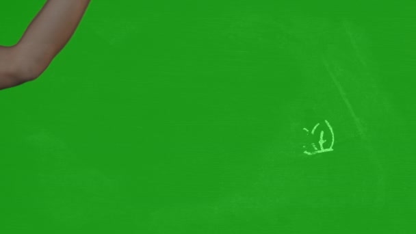 Animacja Obracającego Się Mózgu Formuł Matematycznych Zielonym Tle Ręki Kobiety — Wideo stockowe