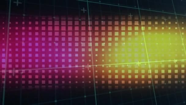 ピンクと黄色のライトとデジタル画面のアニメーション デジタルインターフェース技術通信概念デジタル生成されたビデオ — ストック動画