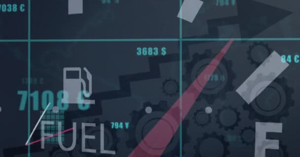 コグに対するグラフと燃料制御のアニメーション 燃料価格 日常生活の概念デジタルで生成されたビデオ — ストック動画
