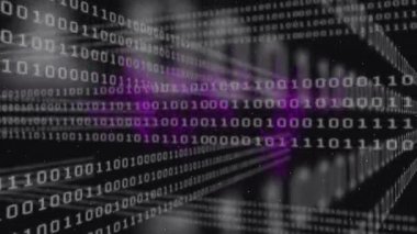 Siyah arkaplan üzerinde veri işleme ve nft metin animasyonu. Küresel iş ve dijital arayüz kavramı dijital olarak oluşturulmuş video.