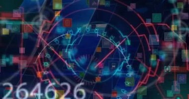 Sayılar ve finansal veri işleme üzerinde yapılan taramaların animasyonu. küresel finans, iş ve veri işleme kavramı dijital olarak oluşturulmuş video.
