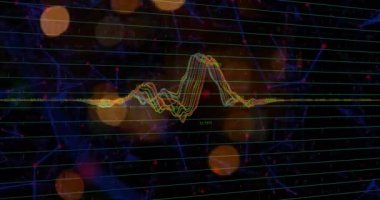 Işık noktalarının üzerinde veri işleme animasyonu. Küresel iş ve dijital arayüz kavramı dijital olarak oluşturulmuş video.