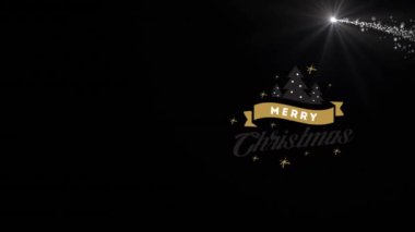 Siyah arka planda neşeli, yıldızlar ve kar tanelerinin animasyonu. Noel, gelenek ve kutlama konsepti dijital olarak oluşturuldu.