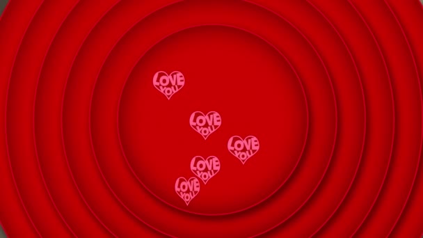 Animation Love You Texts Circles Global Business Celebration Digital Interface — Stock Video