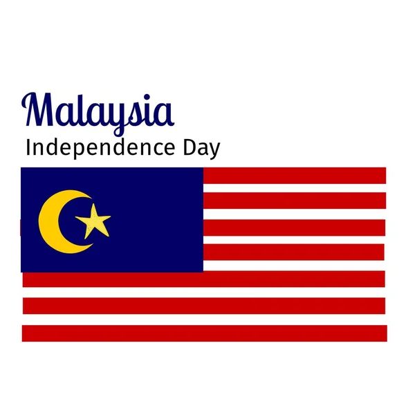 说明马来西亚人独立日文本和白底马来西亚人国旗 复制空间 爱国主义 自由和身份概念 — 图库照片