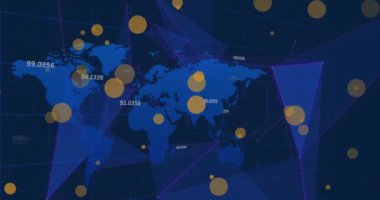 Dünya haritası üzerinde veri işleme animasyonu. küresel iş ve dijital arayüz kavramı dijital olarak oluşturulmuş video.