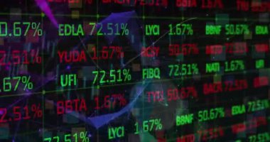 Finansal veri işleme üzerindeki bağlantıların animasyonu. küresel finans, iş ve veri işleme kavramı dijital olarak oluşturulmuş video.