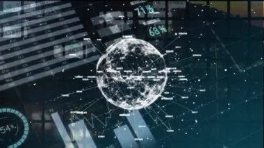 Finansal verilerin ve bağlantıları olan grafiklerin animasyonu. küresel finans, ekonomi, iş ve teknoloji kavramı dijital olarak oluşturulmuş video.