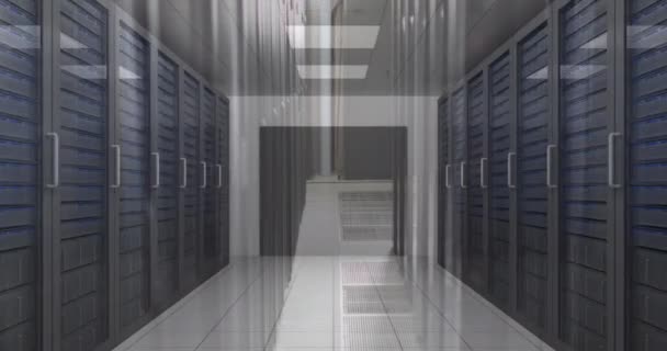 Pemandangan Ruang Server Komputer Kosong Dalam Pola Mulus Konsep Teknologi — Stok Video