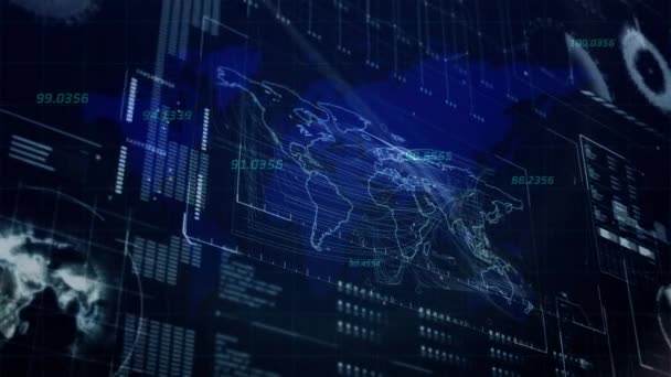 全球海军数字屏幕上的财务数据和图表动画 数据处理和技术概念 — 图库视频影像