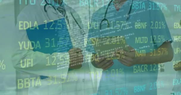 Animering Finansiella Data Behandling Över Olika Läkare Global Medicin Ekonomi — Stockvideo