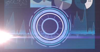 İstatistik işleme alanındaki tarama görüntüsü. küresel bağlantılar, veri işleme ve dijital arayüz konsepti dijital olarak oluşturulmuş resim.