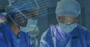 Statistical data processing over male and female surgeons performing operation in operation theatre. Medical healthcare and technology concept