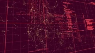 Şebeke üzerinde veri işleme ve bağlantı ağının animasyonu. küresel ağlar, bağlantılar ve veri işleme konsepti dijital olarak oluşturulmuş video.