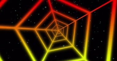 Siyah arkaplanda hareket eden şekillerin animasyonu. retro gelecek ve soyut arkaplan konsepti dijital olarak oluşturulmuş video.