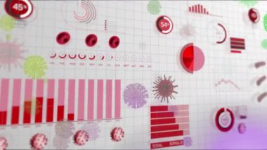 Coperid 19 hücre ve veri işleme animasyonu. küresel covid 19 salgın ve veri işleme konsepti dijital olarak oluşturulmuş video.