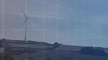 Şehir manzarası üzerinde finansal veri işleme animasyonu. Küresel işletme veri işlemeyi ve dijital olarak üretilen video konseptini finanse eder.