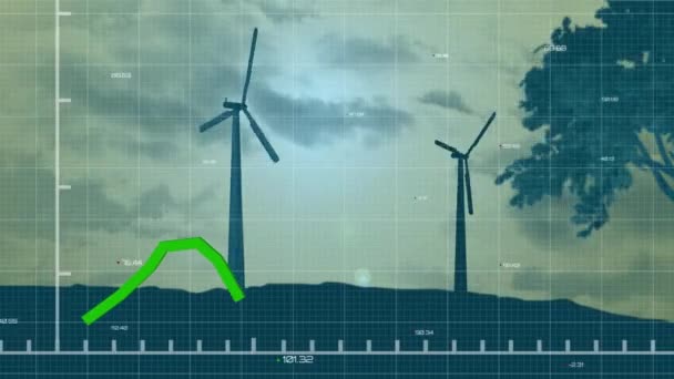 Κινούμενα Σχέδια Στατιστικών Και Επεξεργασία Δεδομένων Πράσινη Γραμμή Πάνω Από — Αρχείο Βίντεο