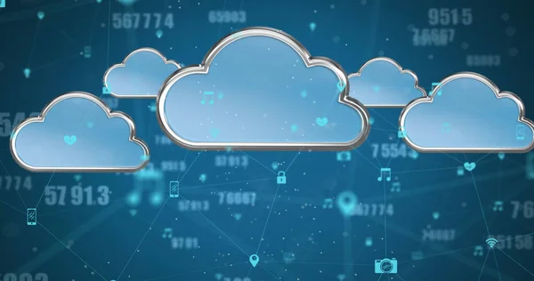 Obrázek Mraků Síť Spojení Ikonami Čísly Globální Cloud Computing Připojení — Stock fotografie