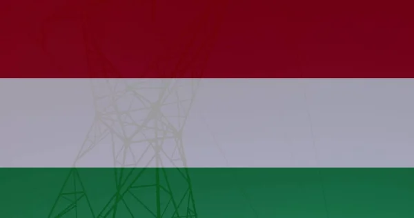 パイロンの上にハンガリーの旗のイメージ ウクライナ危機と国際政治概念デジタルで生成されたイメージ — ストック写真