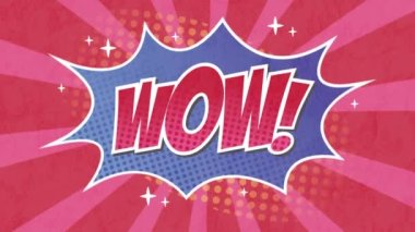 Çizgi roman 5 seçenekleri çizgi roman ses efekti metinleriyle çoklu komik konuşma baloncukları üzerinde metin animasyonu. çizgi roman ve sosyal medya konsepti dijital olarak oluşturulmuş video.